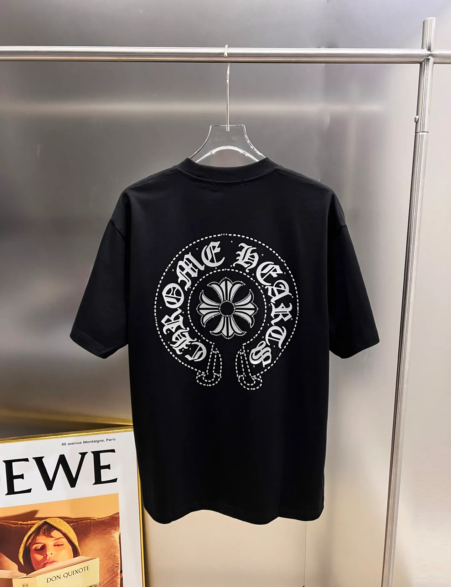 🅿️190 CH Crowe 2025 autumn and winter new short-sleeved T-shirt, cross foam technology + Middle Eastern Australian diamond design technology, the real thing is great🔥Same style for men and women, loose version, size S M L XL XXL five sizes black white